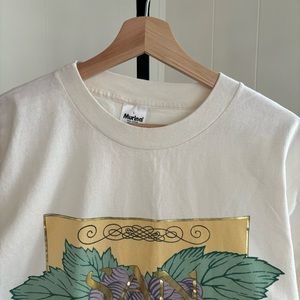 Vtg Murina Cotton Cream White San Jose Wine Country T-shirt Mens Slim Fit Large